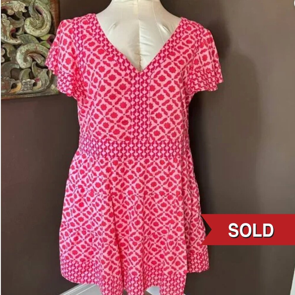 VINEYARD VINES Women's Mixed Tiered Print Dress Size L - UEC